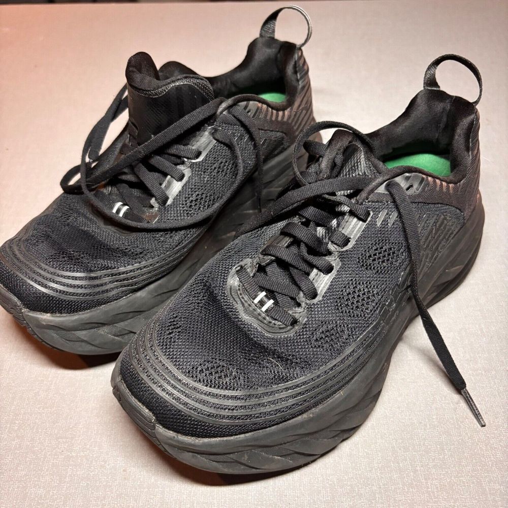 Hoka One One Bondi 6 Black - Size 6.5 D Wide - 1019272-BBLC